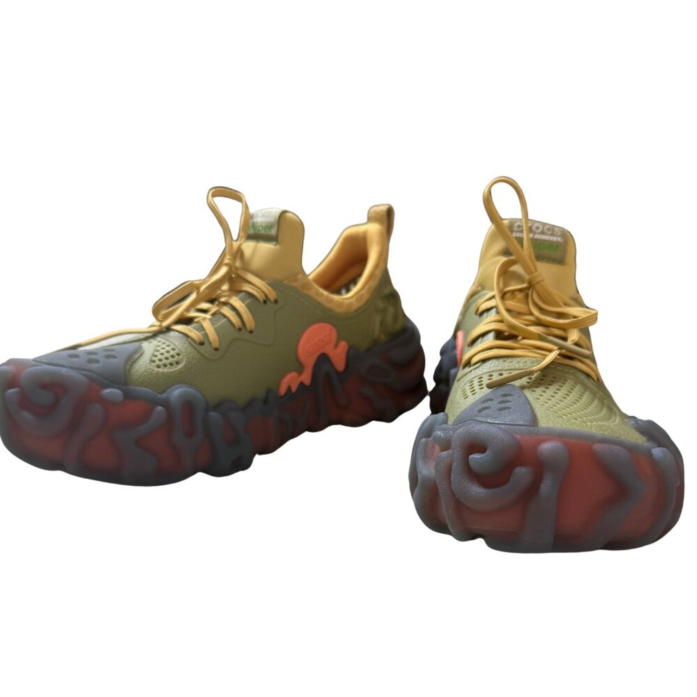 CROCS Two-Tone Olive Green and Mustard Yellow Women's Sneakers - Picture 4 of 10